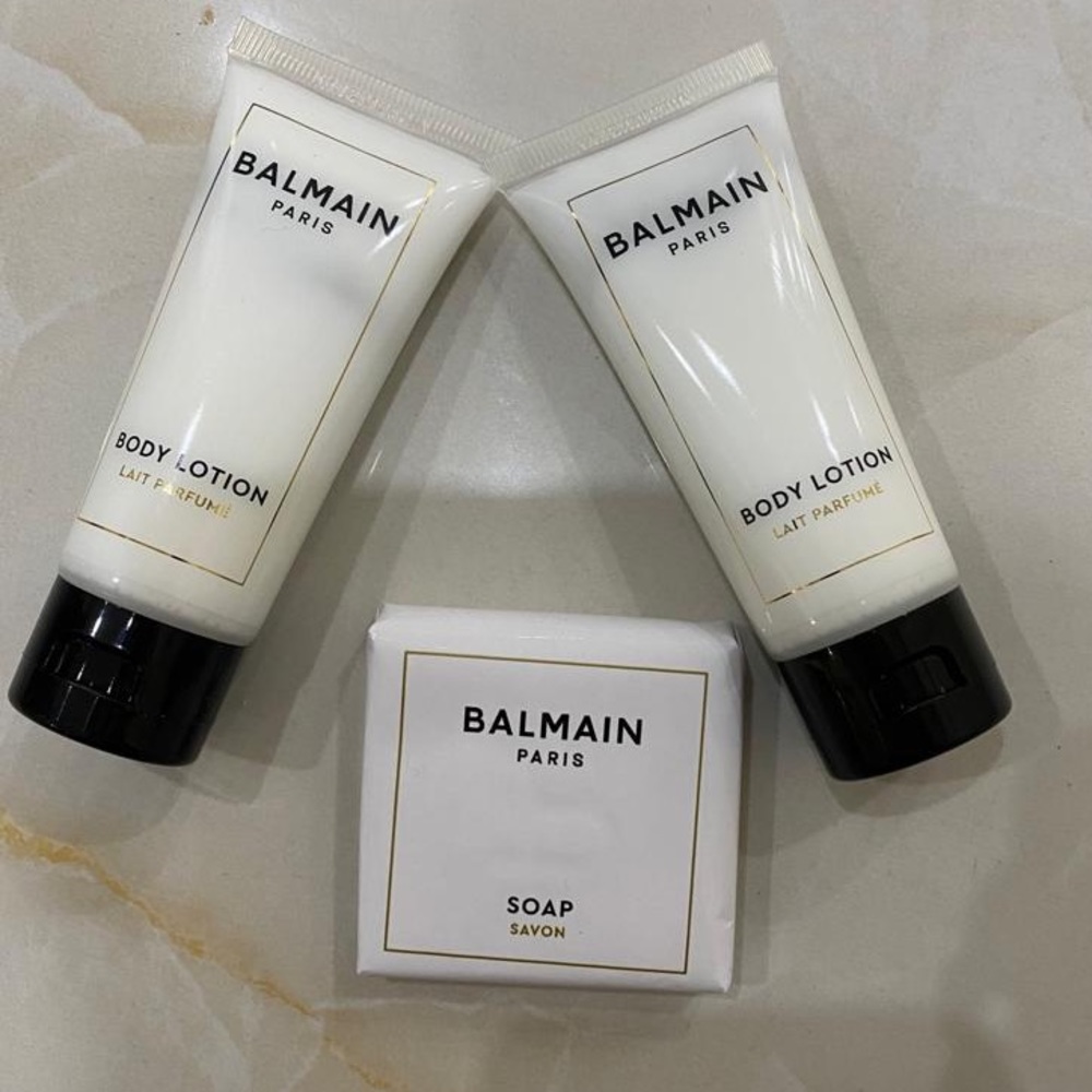 BALMAIN body lotion and soap bar set